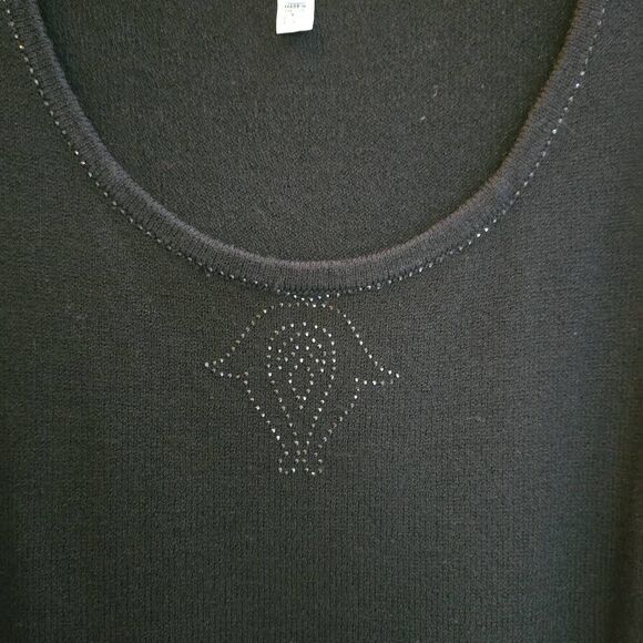 St. John Sport By Marie Gray Black Knit Sleeveless Top. Beaded Around the Neck a - Picture 8 of 10